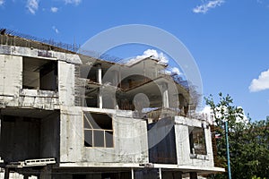Concrete formwork on construction site