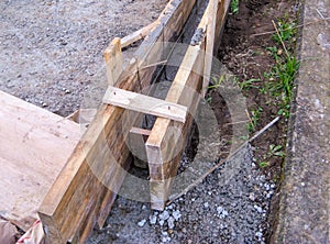 Concrete formwork with wooden planks