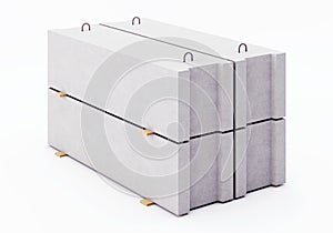 Concrete foundation blocks on white background
