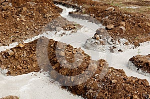 Concrete foundation labyrinth