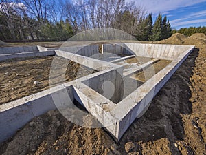 Concrete foundation for a new house