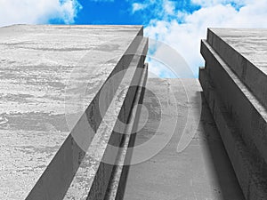 Concrete geometric architecture abstract background with cloudy