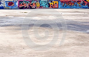 Concrete and graffiti wall