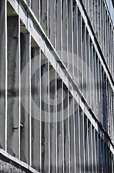 concrete gray windows in old fabric builiding architecture