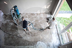 Concrete grinding in family home,construction works