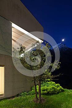 Concrete house, night scene