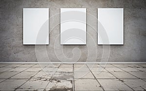 Concrete interior with blank billboards photo