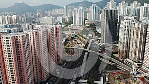 Concrete jungle, apartment buildings, typical district, Hong Kong skyscrapers