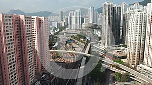 Concrete jungle, apartment buildings, typical district, Hong Kong skyscrapers