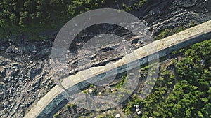 Concrete lava barrier or fence wall from active volcano explosion in Legazpi area in Philippines