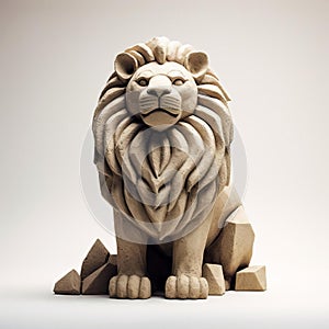 Concrete Lion Figurine With Inventive Design And Spiky Mounds