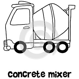 Concrete mixer cartoon hand draw