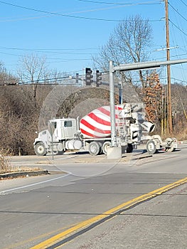 Concrete mixer cement truck diesel construction building intersection