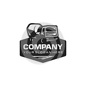 Concrete mixer cement truck isolated logo vector inspiration