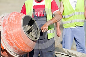 Concrete mixer on construction site