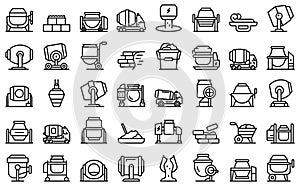 Concrete mixer icons set outline vector. Cement truck