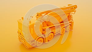 Concrete Mixer Truck isolated on yellow background. 3d illustration