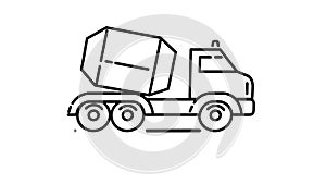 Concrete Mixer Truck line icon on the Alpha Channel