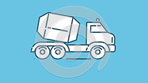 Concrete Mixer Truck line icon on the Alpha Channel