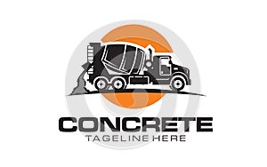 Concrete mixer truck logo design