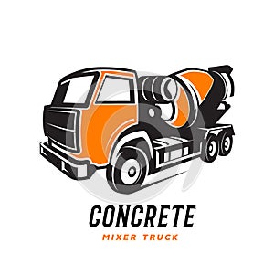 Concrete mixer truck logo, emblem abstract .