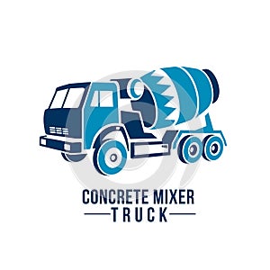 Concrete mixer truck logo, emblem abstract .