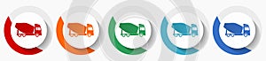 Concrete mixer, truck, vehicle conept vector icon set, flat icons for logo design, webdesign and mobile applications, colorful