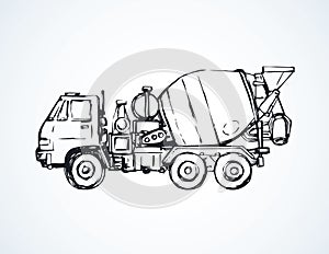 Concrete mixer. Vector drawing