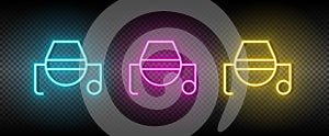 concrete, mixer vector icon yellow, pink, blue neon set. Tools vector icon