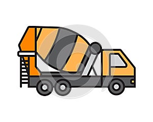 concrete mixer vector illustration design. heavy construction machines equipment for building project