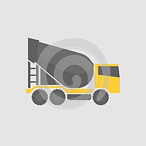 Concrete mixing truck. Flat design. Industrial transport