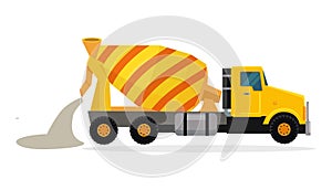 Concrete Mixing Truck Vector in Flat Design