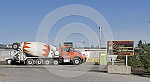 Concrete mixing truck yard