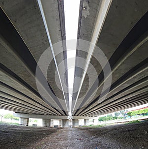 Concrete modern bridge structure and perspective photo