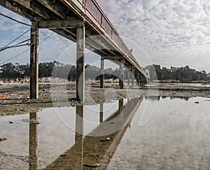 Concrete modern bridge structure and perspective photo