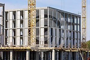 Concrete monolithic frame structure during construction