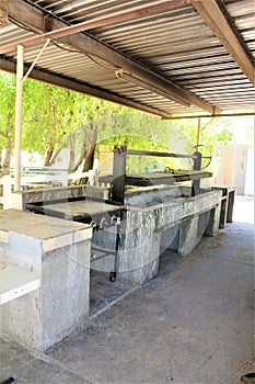 Concrete outdoor barbecue pit in the State of Arizona