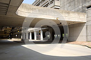 Concrete parking garage at MBTA station