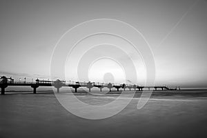 concrete pier on the Baltic Sea In the evening in Miedzyzdroje