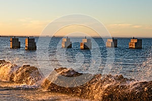 The concrete pillars at Humewood beach in Port Elizabeth, South Africa