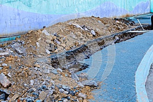 Concrete pipeline construction site