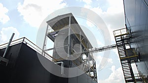 Concrete pipes with cover on roof of carbon fiber plant