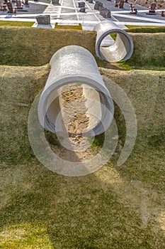 Concrete pipes on a playground in Daybreak Utah