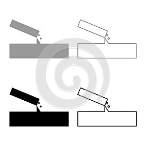 Concrete pours casting set icon grey black color vector illustration image solid fill outline contour line thin flat style