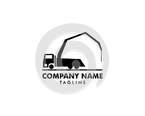 Concrete pump truck silhouettes logo icon