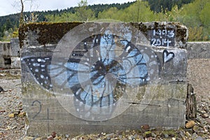 Butterfly painting on the concrete remnants of the Old Mill site at the head of the Burrard Inlet photo