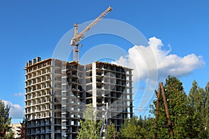 Concrete residential building frame under construction
