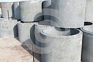 Concrete rings for mounting the sewer. Material for the construction of sewage