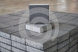 Concrete road curbs at the factory