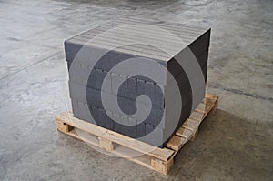 Concrete road curbs at the factory